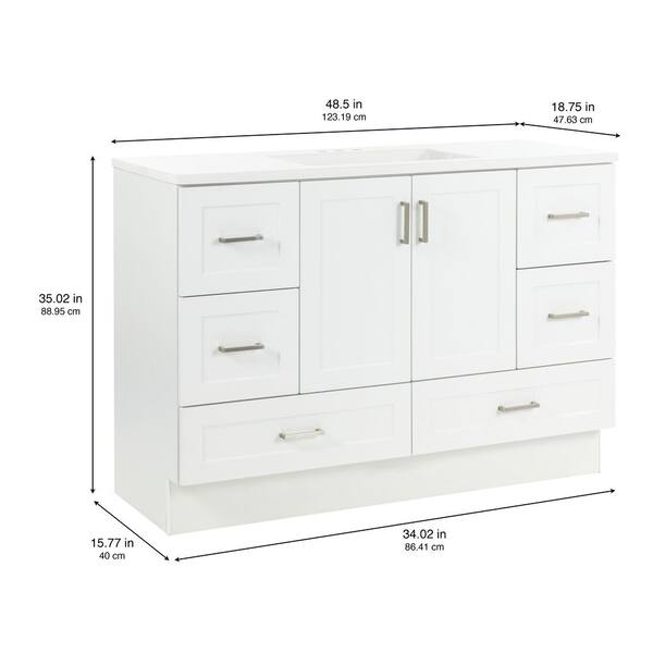 Maybell 49 in. W x 19 in. D Single Sink Bath Vanity in White with White Cultured Marble Top