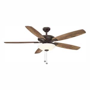 Menage 56 in. Integrated LED Indoor Low Profile Oil Rubbed Bronze Ceiling Fan with Light Kit