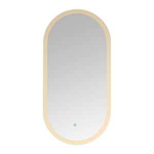 17.11 in. W x 35.7 in. H LED Oval Frameless Wall Mount Mirror Anti-fog Adjustable Light Bathroom Vanity Mirror