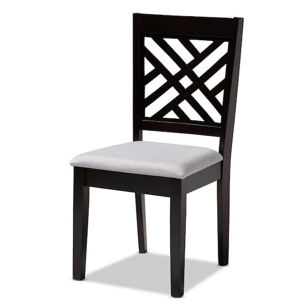 Baxton Studio Caron Gray and Espresso Fabric Dining Chair (Set of