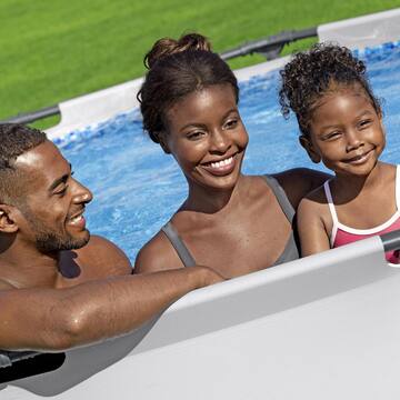 Bestway 56407E 10 ft. Round 30 in. High Metal Frame Pool Steel Pro MAX Family Swimming Pool Set 56407E-BW