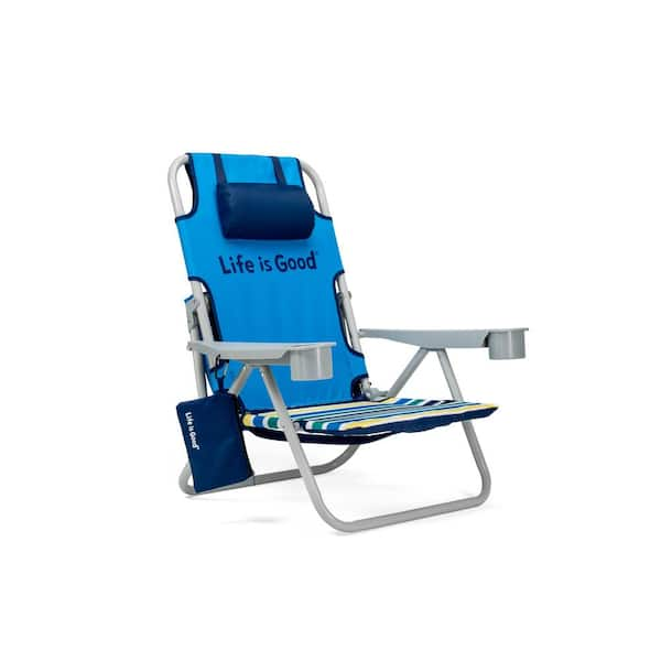 Life Is Good Jake Blue Aluminum Folding and Reclining Beach ChairLIGBC