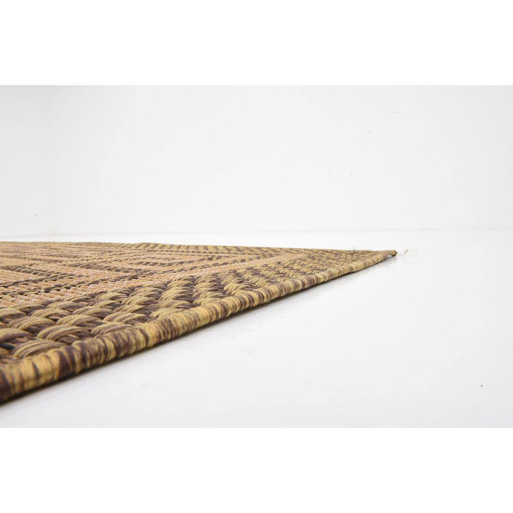 Brown 6' x 9' Rectangular Synthetic Flat Woven Outdoor Rug