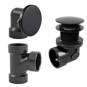 Illusionary No-Hole Sch. 40 ABS Plumbers Pack with Tip-Toe Bath Drain, Matte Black