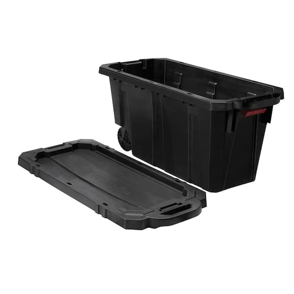 Husky - 45 Gal. Latch and Stack Tote with Wheels in Black