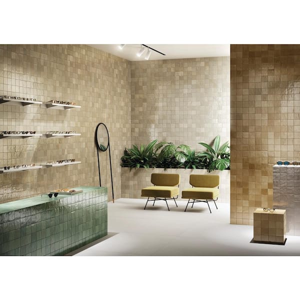 Zellige Lana 4 in. x 4 in. Glazed Ceramic Wall Sample Tile
