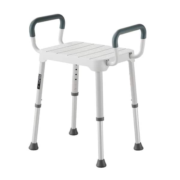 Shower Chair with Armrest, 6-Level Height Adjustable Bath Seat, Non-Slip Bathroom Bathtub Chair, 400 lbs. Capacity