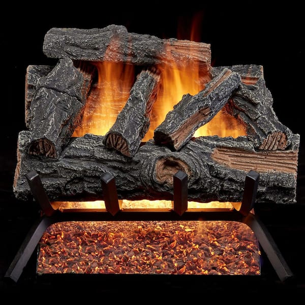 18 in. 45,000 BTU Match Light Mountain Oak Vented Natural Gas Log Set