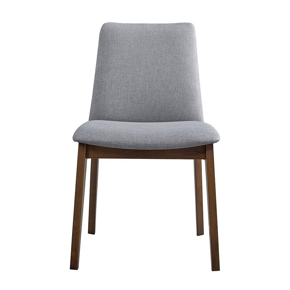 Gray Upholstered Side Chair with Walnut Wood Frame