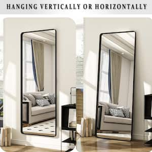 Black 24 in. W x 71 in. H Modern Rectangular Aluminum Deep Framed Full Length Mirror Wall Mirror