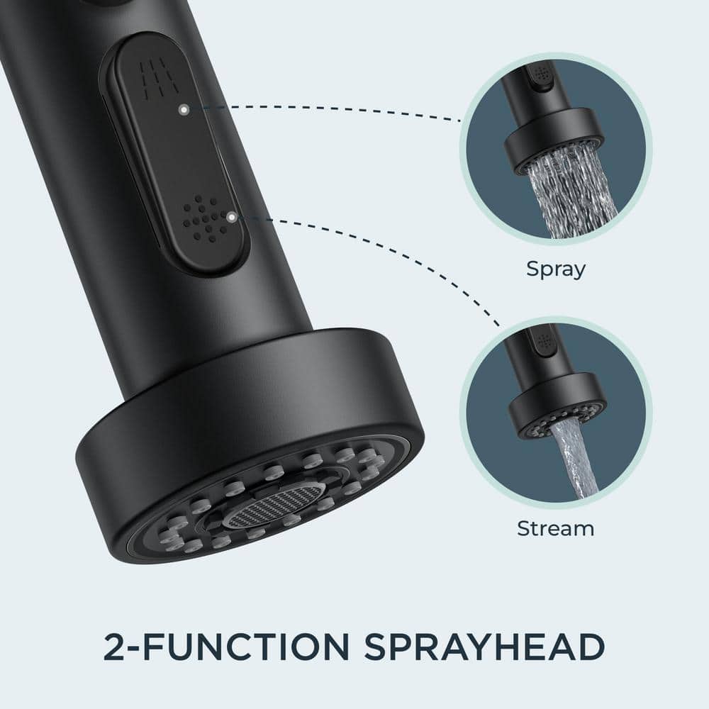 Matte Black Stainless Steel Pull Down Kitchen Faucet with Soap Dispenser