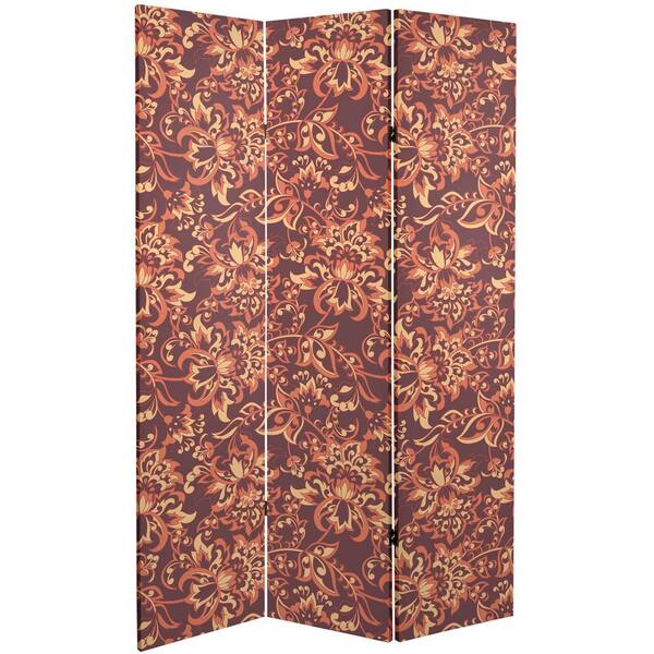 7 ft. Brass 3 Panel Geometric Hinged Foldable Partition Room Divider Screen