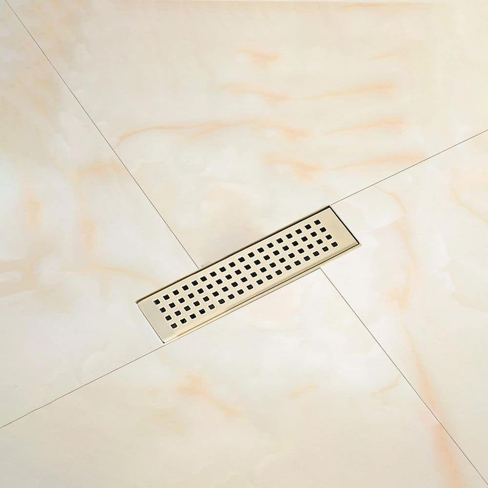 12 in. Linear Grid Shower Drain with Leveling Feet in Brushed Gold price history on PriceWatchPro