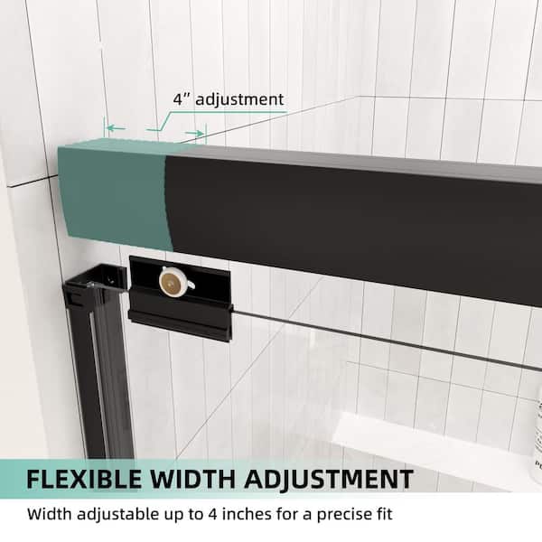 50 to 54 in. W x 70 in. H Double Sliding Framed Shower Door in Matte Black with 1/4 in. Easy-Clean Clear Tempered Glass