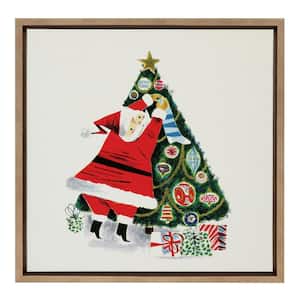 "Sylvie Santa Claus Decorating Tree" by Piddix Framed Canvas Religious Art Print 22.00 in. x 22.00 in. (Set of 1)