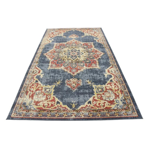 Unique Loom Utopia Helios Navy Blue 5' 0 x 8' 0 Area Rug 3135357