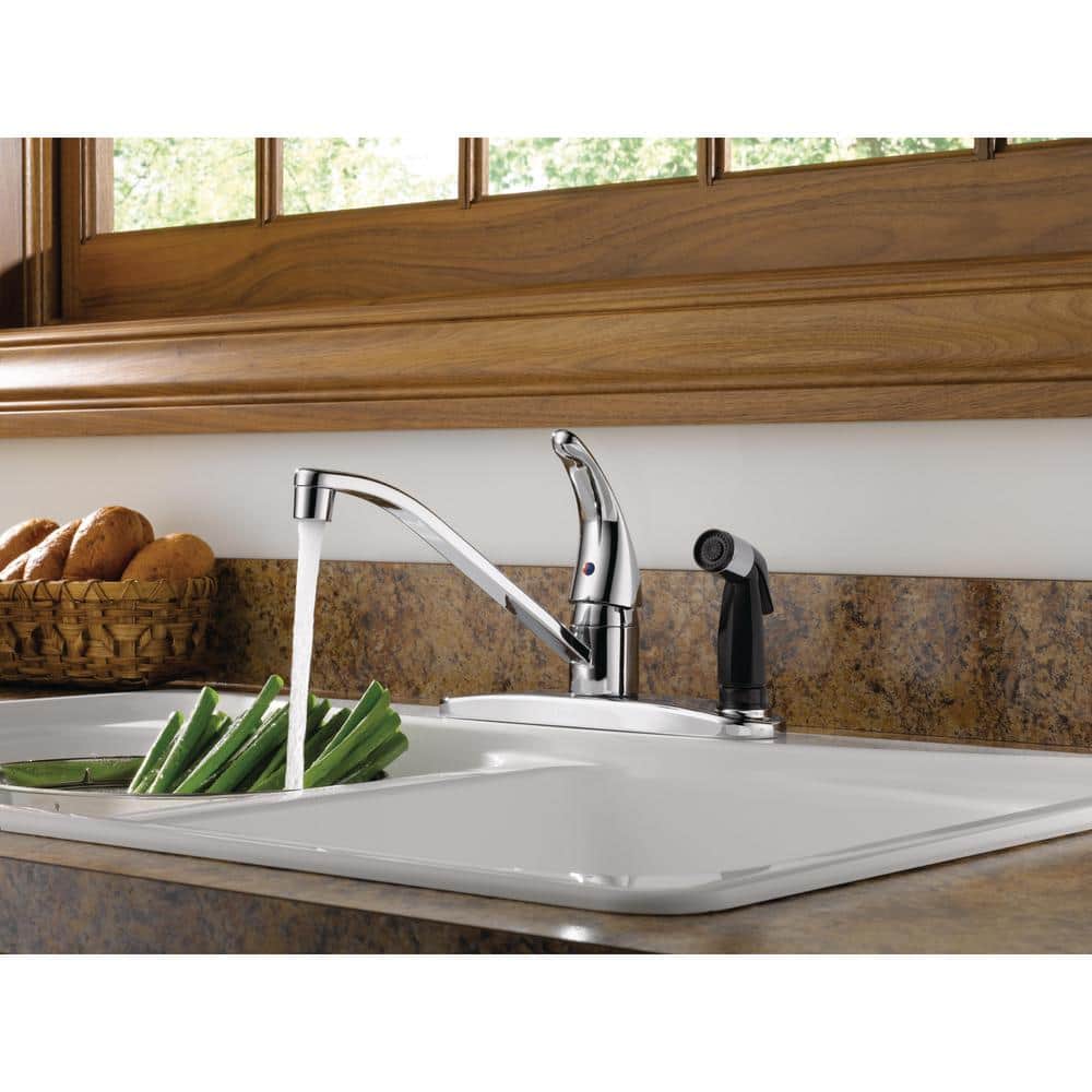 Chrome Single-Handle Kitchen Faucet with Side Sprayer