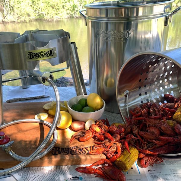 Bayou Classic 62-Quart Stainless Steel Stock Pot and Basket in the