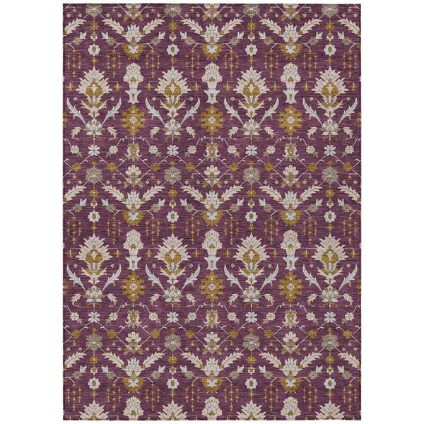 Chantille Machine Washable Indoor/Outdoor Abstract ACN2857 Eggplant 5 ft. x 7 ft. 6 in. Area Rug