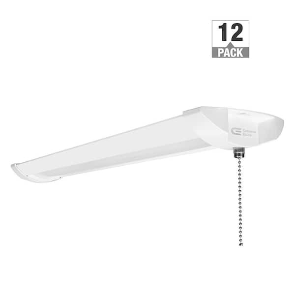12-Pack 2 ft. Integrated LED White Shop Light with Pull Chain 2000LM 20-Watt Bright White 4000K Easy Installation
