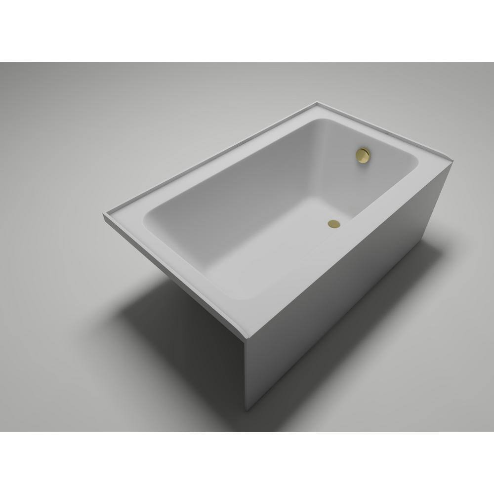 White Acrylic 54-Inch Alcove Soaking Bathtub with Right Drain