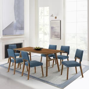 Channell 7-Piece Rectangle Wood Top Blue Dining Set
