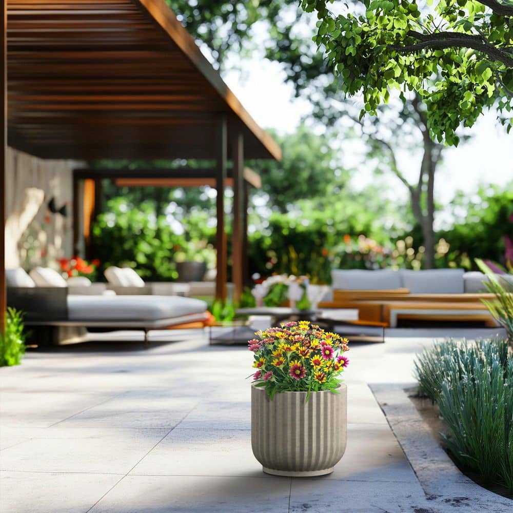 11.5 in. Medium Light Gray (Enhanced Interior) Concrete Round Planter / Pot with Drainage Holes price history on PriceWatchPro
