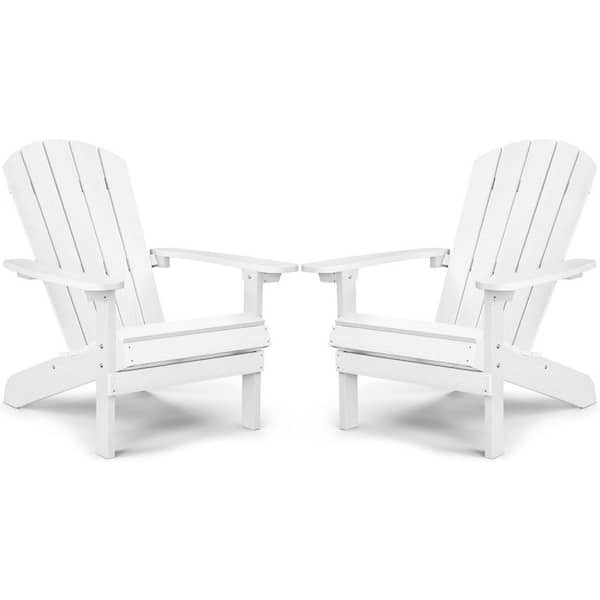 Mximu Classic White Plastic Outdoor Patio Adirondack Chair (Set of 2)