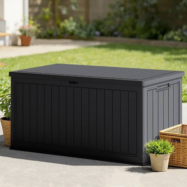 Patiowell 260 gal. Resin Outdoor Storage Deck Box in Black