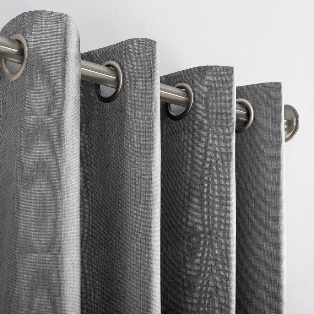 Gray Polyester Blackout Grommet Curtain Panel 50x108