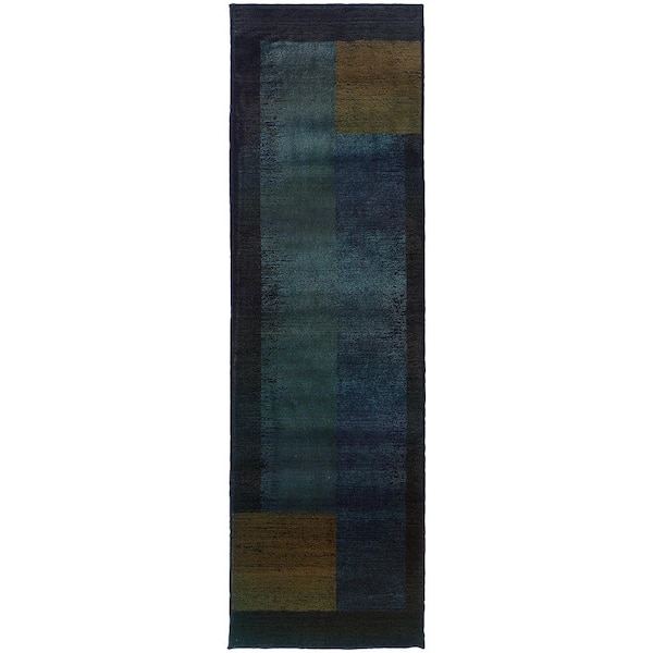 Home Decorators Collection Shadowplay Blue 2 ft. x 8 ft. Runner Rug