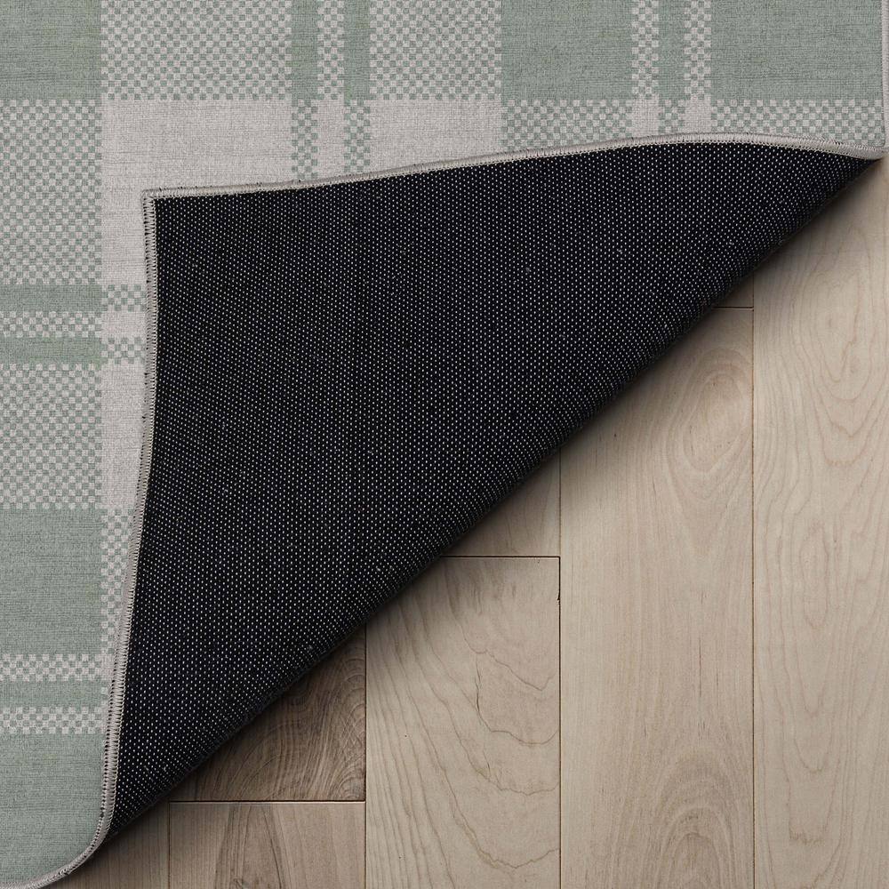 Apollo Green and Gray Synthetic Flatwoven Plaid 3'3" x 5' Area Rug