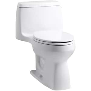 Santa Rosa Comfort Height 1-piece 1.28 GPF Single Flush Compact Elongated Toilet in White (Seat Included)