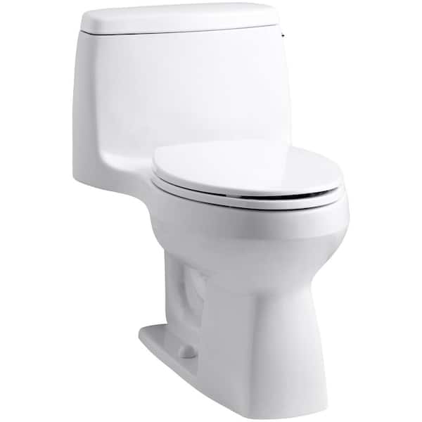 KOHLER Santa Rosa Comfort Height 1-piece 1.28 GPF Single Flush Compact Elongated Toilet in White (Seat Included)