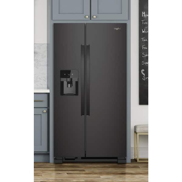 whirlpool 21.4 cu ft side by side refrigerator black