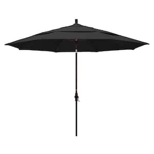 11 ft. Aluminum Collar Tilt Double Vented Patio Umbrella in Black Pacifica