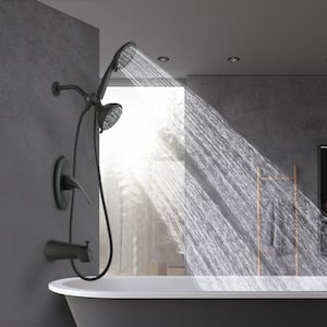 48-Spray Single Handle Tub and Shower Faucet with Hand Shower Wall in Matte Black (Valve Included)