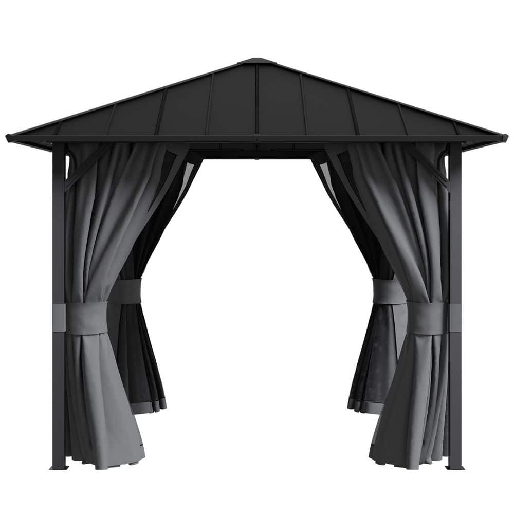10 Ft. W X 10 Ft. D Outdoor Gray Metal Patio Gazebo With Netting And Curtains price history on PriceWatchPro