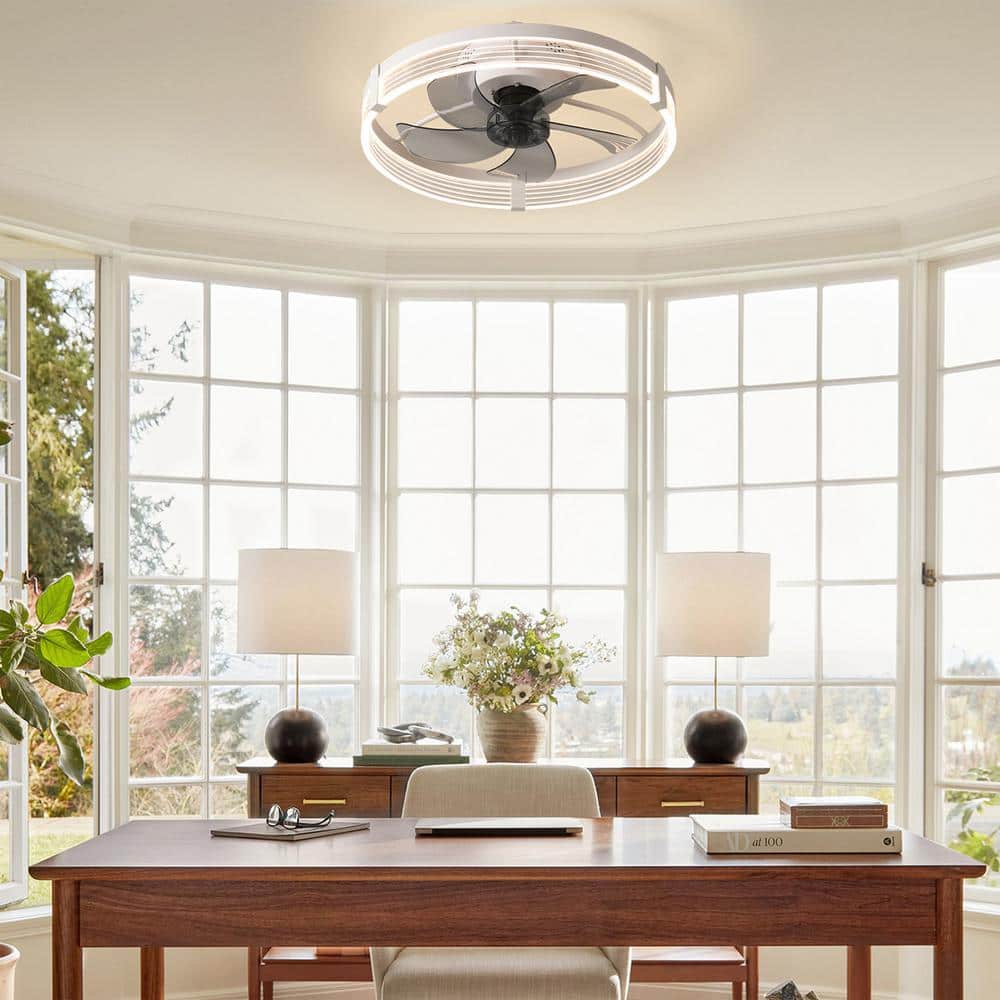 19.69 in. Modern/Contemporary White Integrated LED Clear Acrylic Lampshade 
