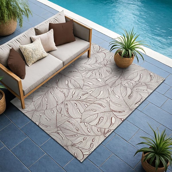 Castille Palma 10 x 14 Rouge Floral Outdoor Area Rug