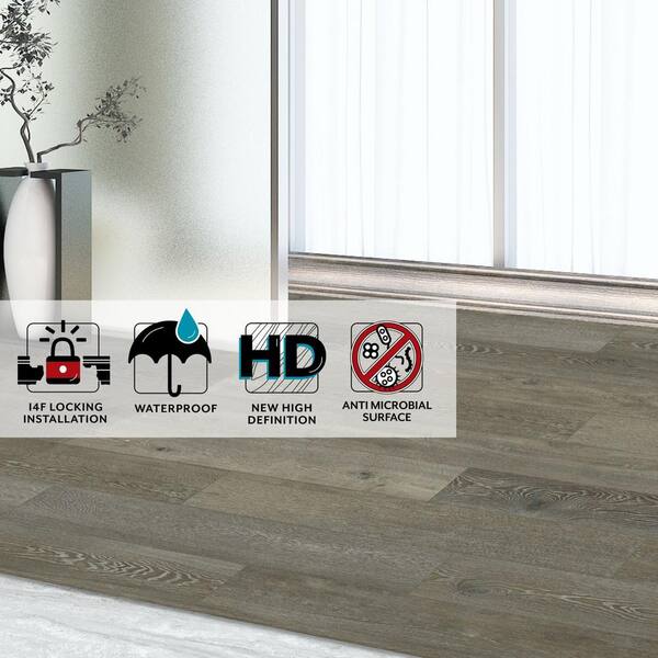 Waterproof High Definition Click Lock SPC Rigid Vinyl Plank Flooring, 5.5mm Thick, 6.62 Width, 48 Length