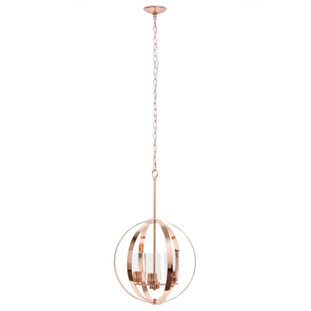 Elegant 18" Rose Gold Orb Pendant with Adjustable 3-Light Feature