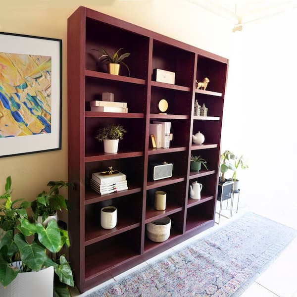 Concepts In Wood 84 in. Cherry Wood 18-shelf Standard Bookcase