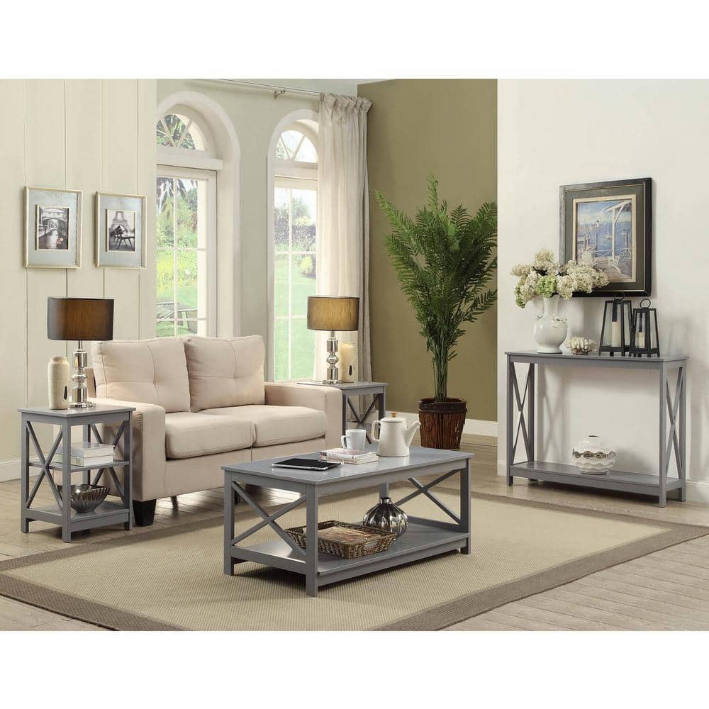 Gray Oxford 40" Wood Console Table with Storage Shelf