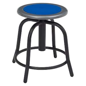 18 in. to 25 in. Height Persian Blue Seat and Black Frame Adjustable Swivel Stool