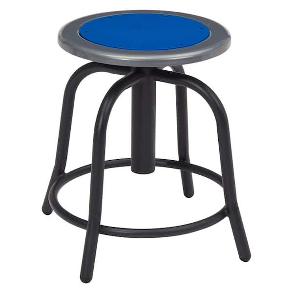 National Public Seating 18 in. to 25 in. Height Persian Blue Seat and Black Frame Adjustable Swivel Stool