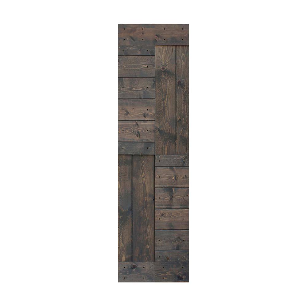 Smoky Gray Solid Wood Textured 24'' x 84'' Barn Door Slab