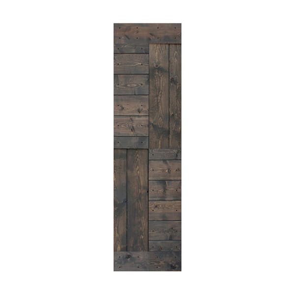 ISLIFE S Series 24 in. x 84 in. Smoky Gray Finished DIY Solid Wood Sliding Barn Door Slab - Hardware Kit Not Included