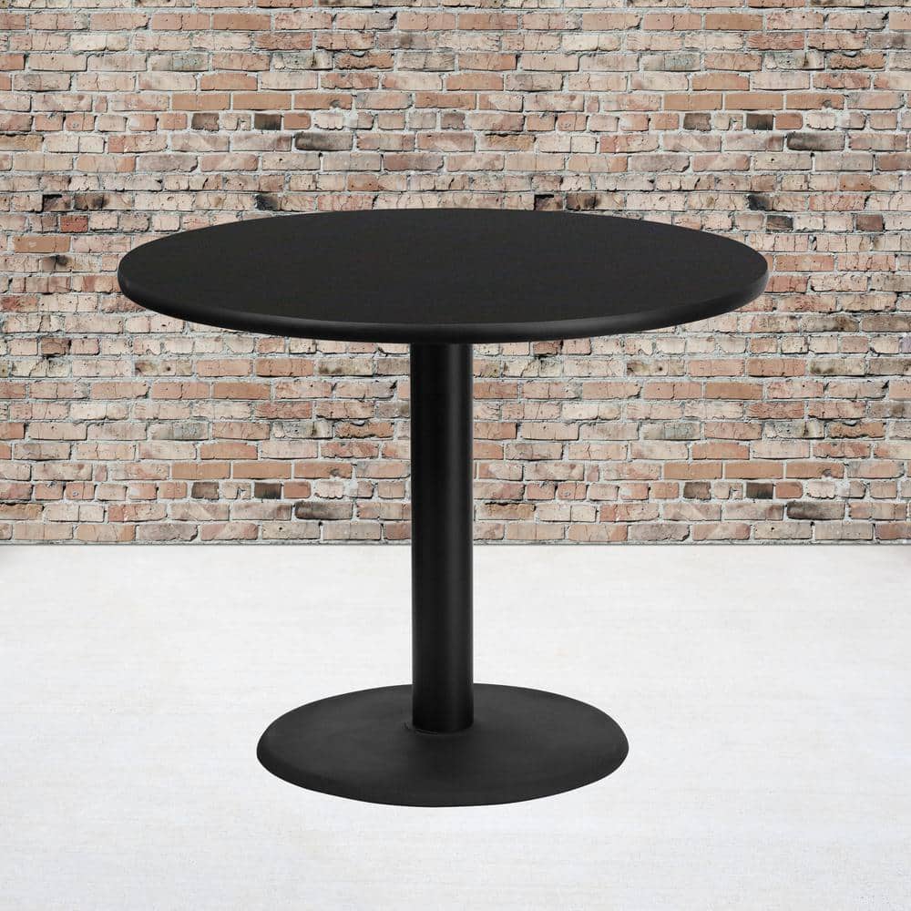 Contemporary 36'' Round Black Laminate Dining Table