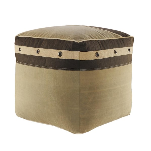 HomeRoots Amelia Brown Cotton Square Cube Ottoman